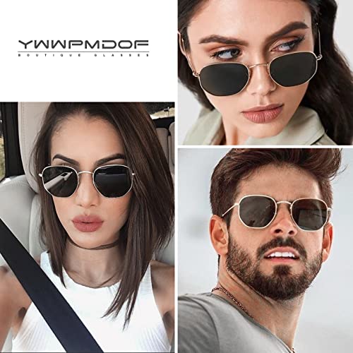 Polarized Sunglasses for Womens Men Trendy Square Hexagonal Flat Mirrored Sun Glasses UV Protection - color: A06-rose Gold/Pink