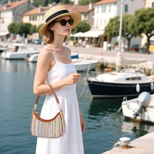 KKXIU Shoulder Bag for Women Cute Hobo Purses and Handbags Retro Clutch Underarm Purse | Cute - color: Colorful