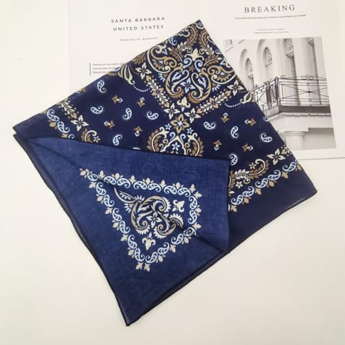 Large Cotton Bandana Lightweight Head Hair Scarf Headbands Wraps Cover Handkerchiefs for Women Men 25 x 25 inch - color: Rt08