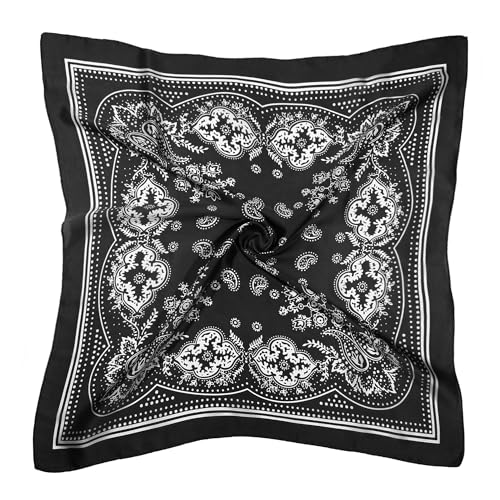 DOOBO Satin Head Scarf - 27.5 Inches Silk Bandana Hair Wrap Square Scarf for Women & Girls - color: Black