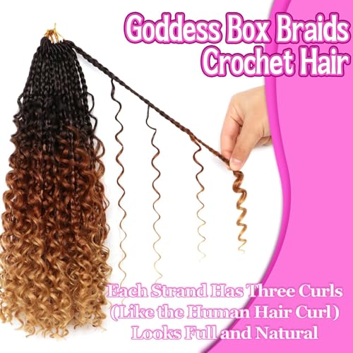Goddess Boho Box Braids Crochet Hair-8 Packs 14 Inch Crochet Box Braids for Black Women Pre Looped (1B/30/27, 14 Inch (Pack of 8)) - color: 1B/30/27, size: 14 Inch (Pack of 8)