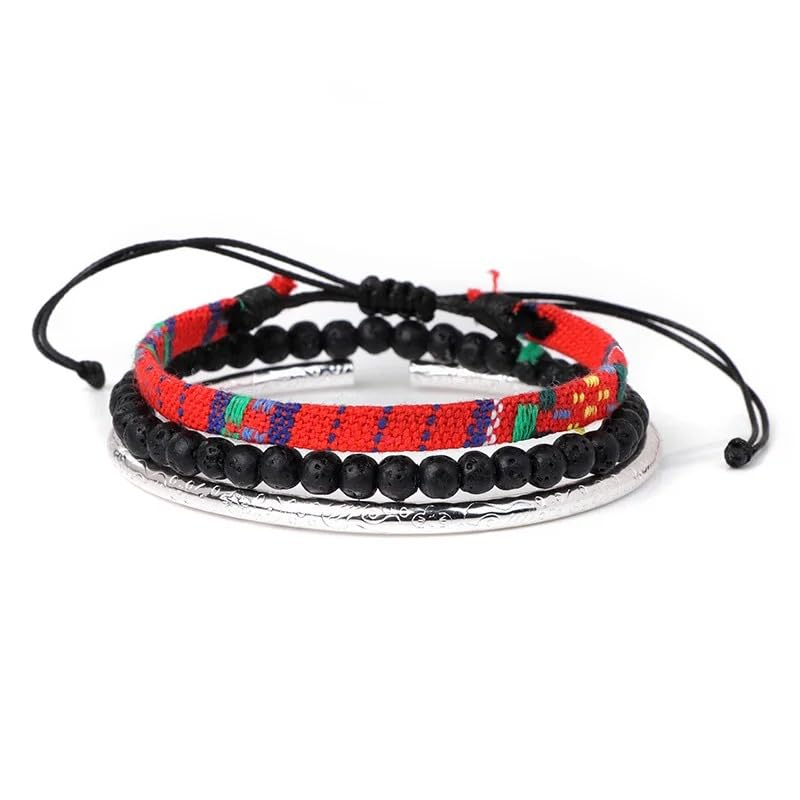 Hippie Necklaces For Women Men, Boho Woven Rope String Bracelets Handmade, Adjustable Braided Long Rope Charm Pendant, Peace Sign Bohemian Couple Bracelets Jewelry Keychain - color: hippie bracelets 651