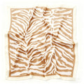 CHUNG Women's Scarf Hair Bandanas Square 27.5" Satin Wrap Fashion Pattern Scarves Emulation Silk Handbag Ribbons Necktie - color: Light Khaki Zebra