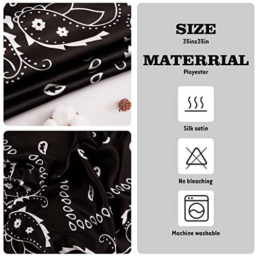 NZKNP Silk-Like Head Scarf - Women's Bandana Wraps - color: 31-black, size: 35"*35"