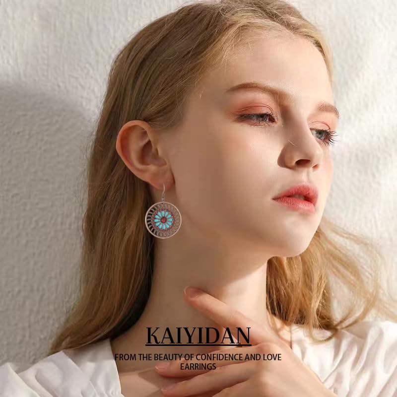 Silver/Gold Boho Dangle Statement Earrings for Women Trendy,Handmade Vintage Dainty Cute Long Drop Summer Earrings,fashion Accessories Jewelry Gifts - color: A29 bronze flower circle shaped