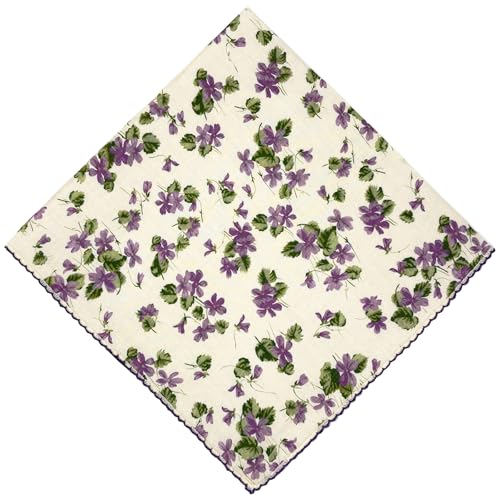 21x21 inches 100% Cotton Bandana for Women - Soft Square Scarf, Multi-Purpose Head Covering, Hair Bandana - color: P02-little Purple Flower