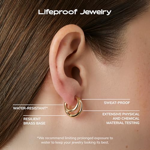 Ana Luisa Double Hoop Earrings for Women - 14K Gold Plated & Silver Rhodium Huggie Hoops - Hypoallergenic, Water-Resistant, Tarnish-Free, Small, Dainty & Trendy Two Hoop Earring Styles for Daily Wear - color: Gold, size: Small