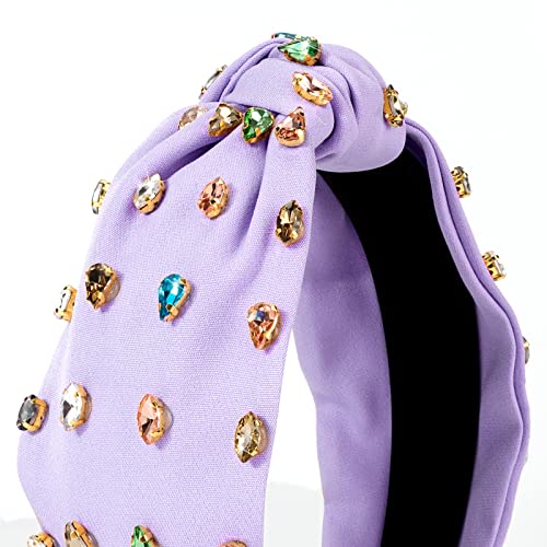 YISSION 1PC Crystal Knotted Headband for Women Non Slip Rhinestone Headband Purple Head Band Fashion Wide Headbands Hair Accessories for Women Girls - color: Light Purple