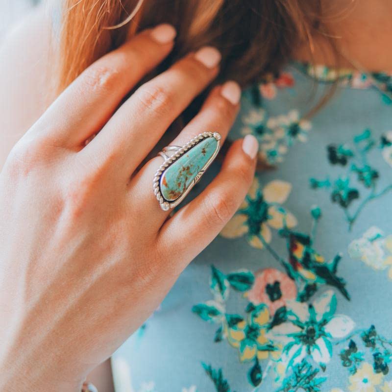 Turquoise Western Rings for Women Adjustable Country Rings Vintage Turquoise Open Ring Western Country Jewelry Gifts - style: Style5