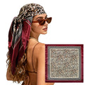 Large Square Head Scarf Bandana - 35" Satin Hair Scarf for Women Like Silk Scarf Fashion Hair Wrapping - color: Leopard(red), size: 35IN*35IN