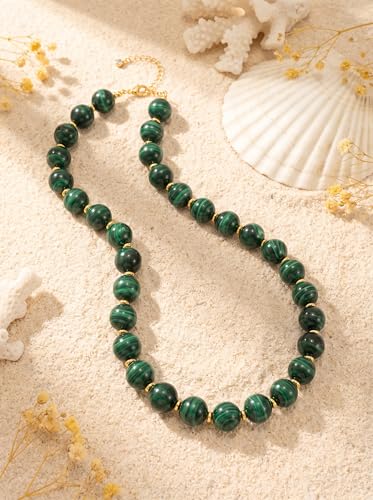 Colorful Beaded Necklace for Women Chunky Resin Beads Choker Necklaces Boho Statement Necklace Summer Vacation Y2K Jewelry - color: Green