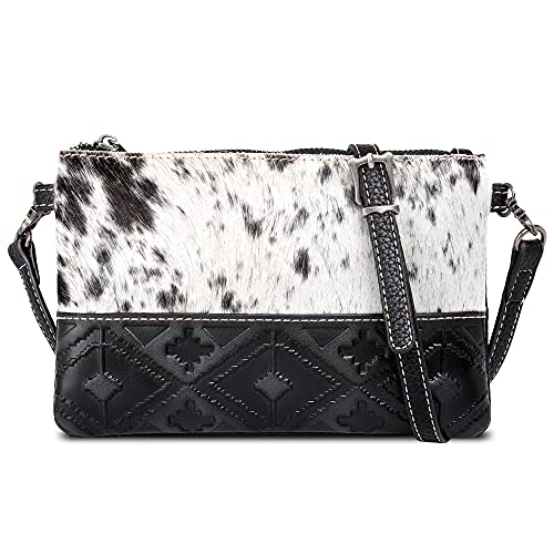 Montana West Western Purse for Women Crossbody Bag Wristlet Clutch Purse - color: Black Embossed Pattern