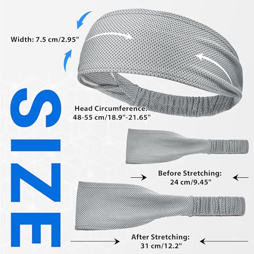 Sukeen Cooling Headbands for Women, Instant Cooling Moisture Wicking Non-Slip Sweatbands for Women Running Fitness Yoga - color: Black/Blue/Rose Red/Gray