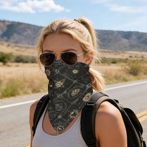 Head Scarf Hair Neck Scarves for Women Fashion Silk Satin Purse Bag Scarfs Handbags Bandana Neckerchief - color: Black Gold Goth Constellation