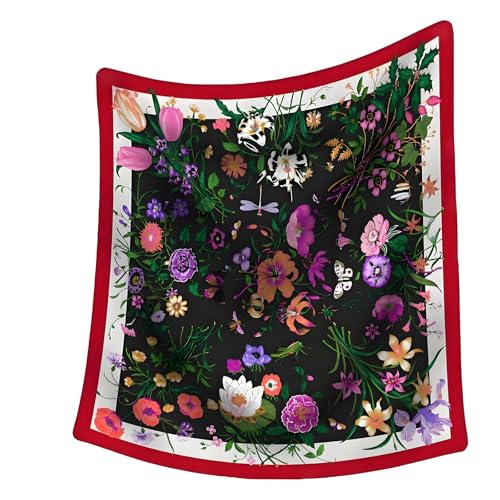 Premium Floral Scarf for Women 35x35 Square Silk Feel-Lightweight Scarves Headscarf Bandanas Wrapping Handbag - color: Botanical Bloom