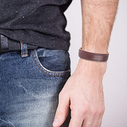 Mens Genuine Leather Bracelet - Handmade Adjustable Leather Cuff Bracelet punk Style leather wrap Wristband for Men - color: C-Cuff Brown