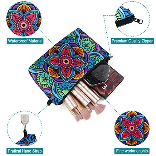 MAGEFY Small Makeup Bag, Portable Travel Cosmetic Bag Zipper Pouch Waterproof Makeup Pouch Multifunctional Small Bag for Women (1 pack, dark blue flower 0179) - color: dark blue flower 0179