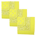 Motique Accessories Set of 3 Paisley Bandanas – 100% Cotton 22 Inch Head Scarf Neck Bandana Face Cover - color: Bright Yellow