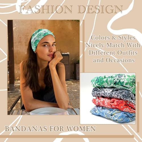 Boho Headbands Floral Wide Hair Bands Stretchy Head Wraps African Turban Headband Knotted Bandana Fashion Hair Scarf Soft Swearbands For Women Girls Yoga Running Spa Workout - color: Style 81