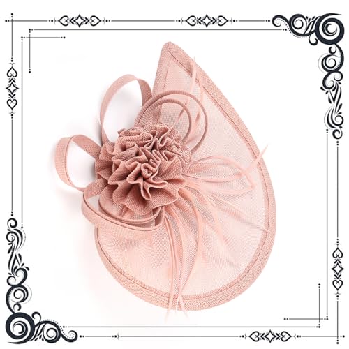 dressfan Fascinator Hat Headpiece Womens Vintage 20s 50s Headband for Derby/Wedding/Cocktail/Wedding/Tea Party - color: Pink
