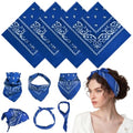 PLULON Bandanas for Men Women 4/12/24/30 Pack, Paisley Pattern Bandana Bulk Headbands Handkerchief Face Mask 100% Polyester - color: Blue