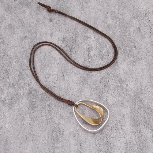 Boho Necklaces for Women Chunky Circle Necklace Layered Boho Circle Leather Choker Necklace Long Vintage Necklaces Bohemian Jewlery Gifts - style: Boho Sweater Necklace