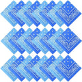 Suhine 24 Pcs Bandanas Bulk for Women Men 22 x 22 Inch Paisley Outdoor Headband Cowboy Handkerchief Summer - color: Lake Blue, Sky Blue