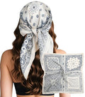 Sumolux Head Hair Scarf for Women Like Satin Silk Scarf Bandana Hair Wrapping Night Large Square Scarves 27.5" - color: Beige Cashew Nuts