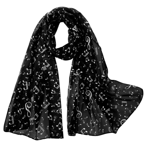 E-Clover Unique Fashion Women's Scarf Chiffon Sheer Scarves for Women Lightweight - color: Black Note