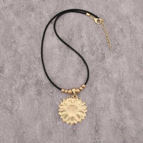 JAOYU Bohemian Necklaces for Women Leather Necklace Wood Pendant Choker Long Brown Necklace Chunky Circle Boho Hippie Jewelry - style: Bohemian Chokers Women