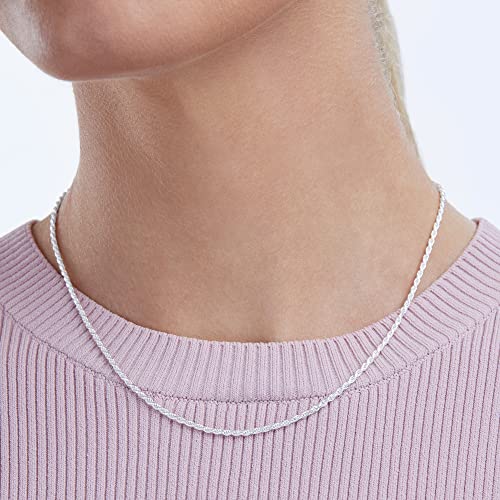 Amazon Essentials Sterling Silver Diamond Cut Rope Chain Necklace - color: Silver, size: 16"