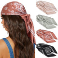 AWAYTR 27.5” Silk Satin Square Head Scarf - 4PCS Satin Head Scarves for Women Hair Kerchief Bandanas Sleeping Head Wraps - color: Paisley(brown/Camel/Light Green/Black)