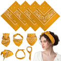 PLULON Bandanas for Men Women 4/12/24/30 Pack, Paisley Pattern Bandana Bulk Headbands Handkerchief Face Mask 100% Polyester - color: Golden Yellow