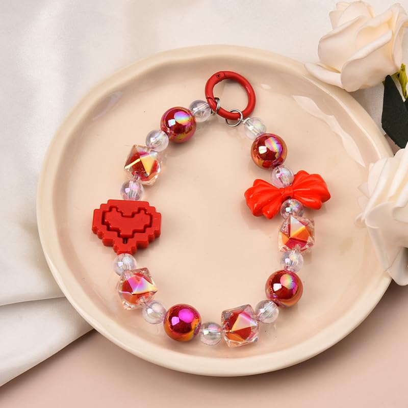 YangQian Phone Accessories Beaded Wrist Strap Case Lanyard Decoration Wristlet Keychain - color: Christmas Phone Wrist Strap