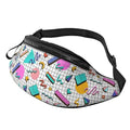 Bright 80s 90s Abstract Shapes Memphis Style Fashion Casual Fanny Pack Waist Bag Men Women Adjustable Belt Waist Bag For Travel Hiking Cycling Running Festival Carnival - color: Black20
