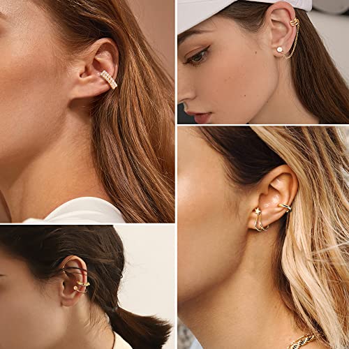 Dochais Ear Cuff Helix Cartilage Clip on Earrings Ear Cartilage Clip on Wrap Earrings Ear Cuffs for Women Men Non Piercing Ear Piercing Fake Earrings Set(Gold/Silver) - style: A-52 Pcs(Gold/Silver)