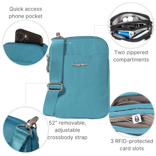 Baggallini Women's Modern Take Two Rfid Crossbody - color: Seaside Blue