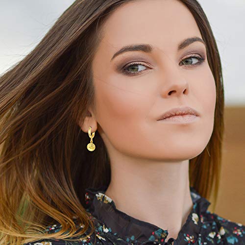 XYJZXY Gold Huggie Small Hoop Earrings with Charm Personalized Snake/Evil Eye/Star/Cross/Lock/Key 18k Gold Plated Crystal Drop Dangle Earrings for Women - style: Evil Eye