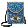 Small Beaded Crossbody Bag for Women, Boho Cell Phone Shoulder Purse Wallet with Handcrafted Colorful Beads - color: Eye-blue