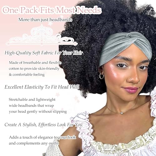 4 Pack Wide Headbands for Women Cute Boho Headband Leopard Knotted Turban Head Bands Hair Wraps Solid Color Head Scarf Fashion Turban Hairband Large Scarf Headband For Women’s Hair Accessories - color: Style 135