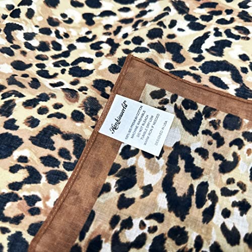 Single Pack Bandanas 60s Premium Cotton Soft Thin Handfeel Large Handkerchief for Men and Women - color: 1 Pack-leopard
