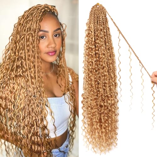Goddess Boho Box Braids Crochet Hair-8 Packs 24 Inch Crochet Box Braids for Black Women Pre Looped (#27, 24 Inch (Pack of 8)) - color: #27, size: 24 Inch (Pack of 8)
