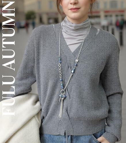 FULU AUTUMN Long Necklaces for Women Trendy Long Chunky Beaded Necklace Boho Fashion Costume Jewelry Mothers Day Gifts for Her - color: 95-Blue