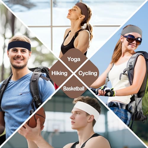 Panleding 12 Pack Headbands for Women, Elastic Soft Hair Bands for Workout, Yoga, Running, Fitness - color: Deep Neutral