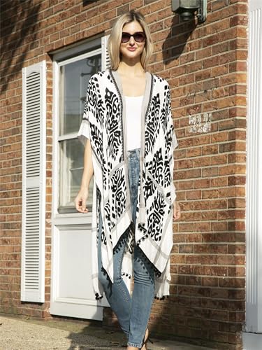Breezy Lane Kimonos for Women Swimsuit Coverups Beach Cover Up Swimwear Cardigan Summer - color: Black Print