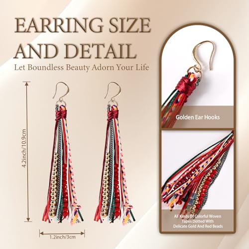 Bohemian Dangle Earrings for Women with Long Tassel Design Drop Earrings - style: Boho-tassel