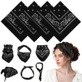 PLULON Bandanas for Men Women 4/12/24/30 Pack, Paisley Pattern Bandana Bulk Headbands Handkerchief Face Mask 100% Polyester - color: Black
