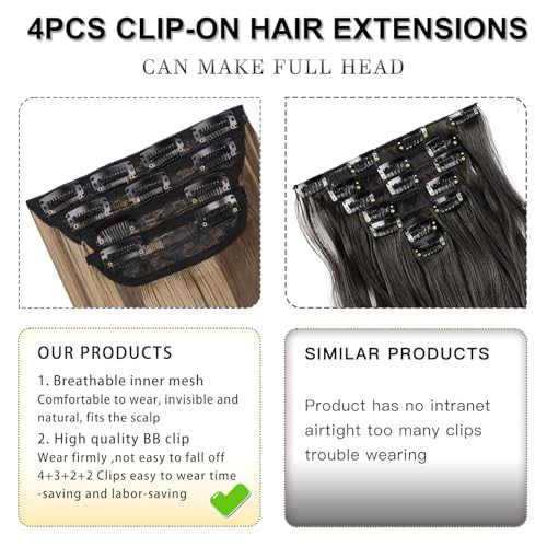 Hair Extensions Straight Clip in Hair Extensions Clip ins - Soft and Thick (20 Inches, 4Pcs, 22H10#) - color: 22H10#