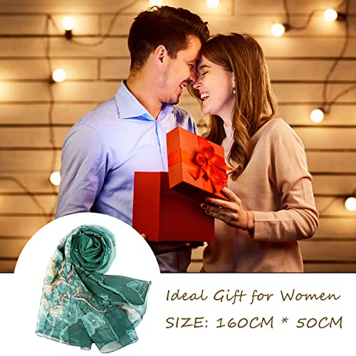 E-Clover Unique Fashion Women's Scarf Chiffon Sheer Scarves for Women Lightweight - color: Green Floral