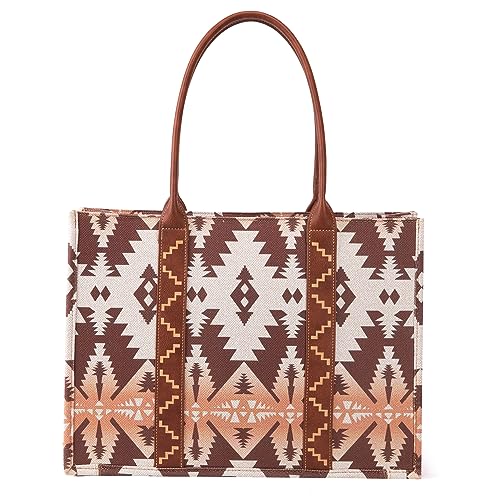 Wrangler Tote Bag for Women Western Purse and Aztec Satchel Handbag - color: Angel Diamond Camel